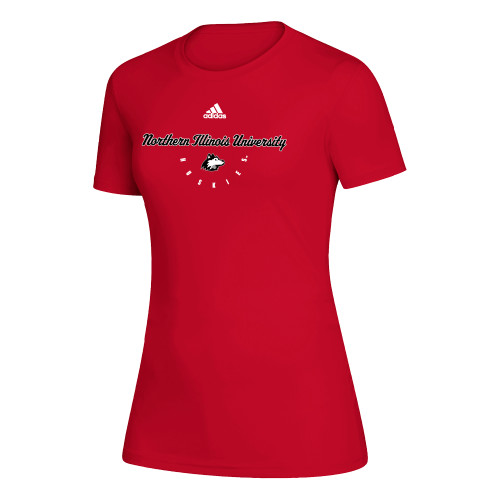  Adidas Womens Red Creator Performance Tee - Adidas NIU Huskies