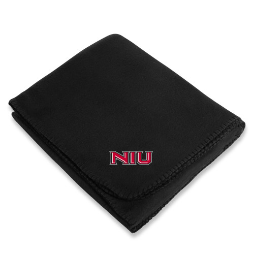  Black Arctic Fleece Blanket - NIU - Primary Wordmark