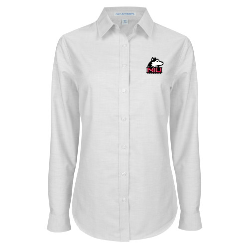  Womens White Oxford Shirt - NIU Huskies - Primary Mark