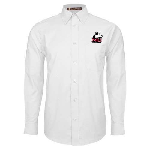  White Oxford Long Sleeve Shirt - NIU Huskies - Primary Mark