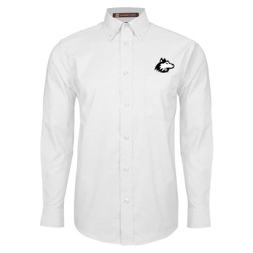  White Oxford Long Sleeve Shirt - NIU Huskie Head