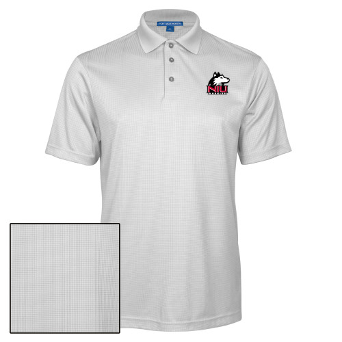  White Performance Fine Jacquard Polo - NIU Huskies - Primary Mark