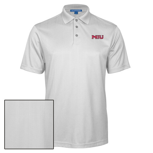  White Performance Fine Jacquard Polo - NIU - Primary Wordmark