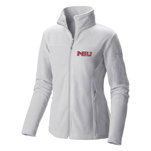  Columbia Womens Full Zip White Fleece Jacket - NIU - Primary Wordmark