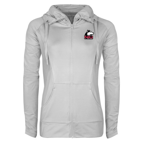  Womens White Sport Wick Stretch Full Zip Jacket - NIU Huskies - Primary Mark