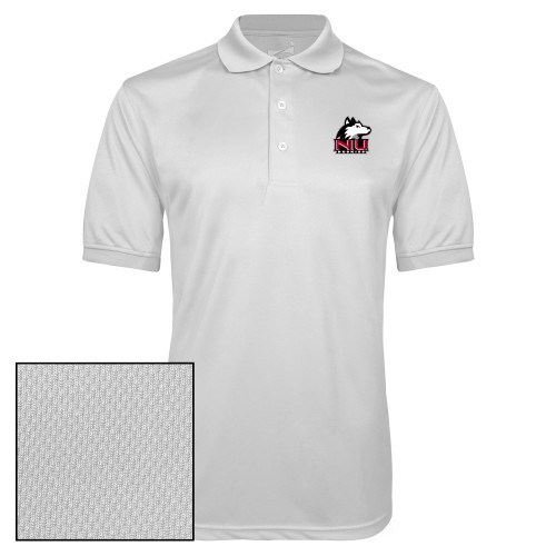  White Dry Mesh Polo - NIU Huskies - Primary Mark