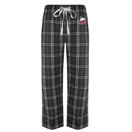  Black/Grey Flannel Pajama Pant - NIU Huskies - Primary Mark