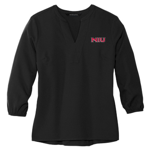  Mercer + Mettle Womens Black 3/4 Sleeve Crepe Blouse - NIU - Primary Wordmark