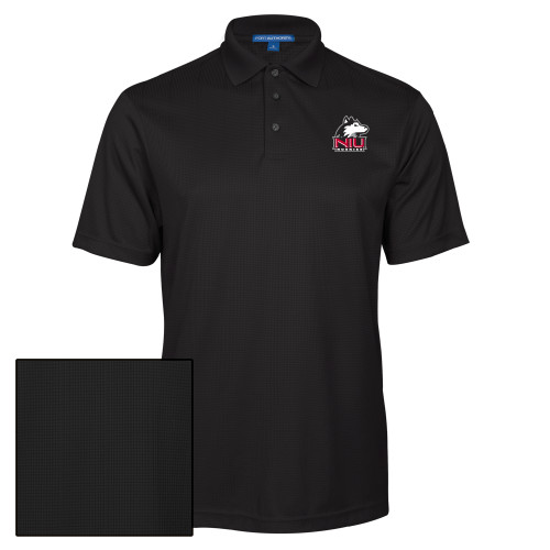  Black Performance Fine Jacquard Polo - NIU Huskies - Primary Mark