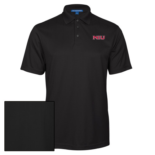  Black Performance Fine Jacquard Polo - NIU - Primary Wordmark