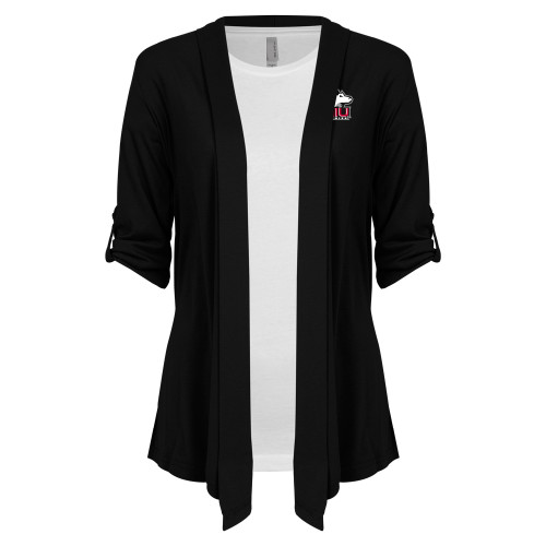  Womens Black Drape Front Cardigan Sweater - NIU Huskies - Primary Mark