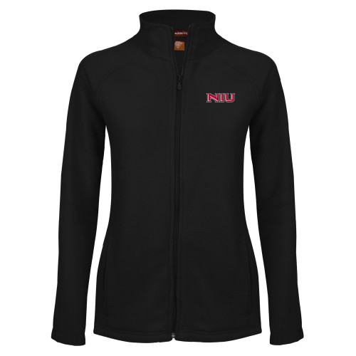  Womens Black Fleece Full Zip Jacket - NIU - Primary Wordmark