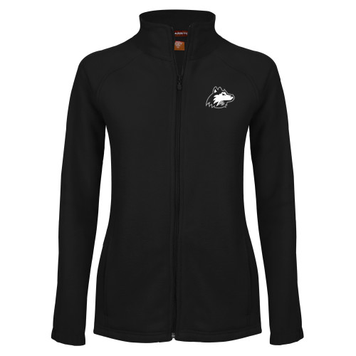  Womens Black Fleece Full Zip Jacket - NIU Huskie Head