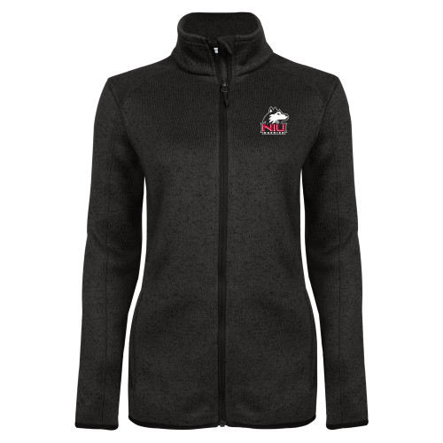  Womens Black Heather Fleece Jacket - NIU Huskies - Primary Mark