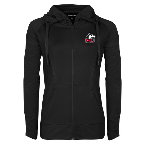  Womens Black Sport Wick Stretch Full Zip Jacket - NIU Huskies - Primary Mark