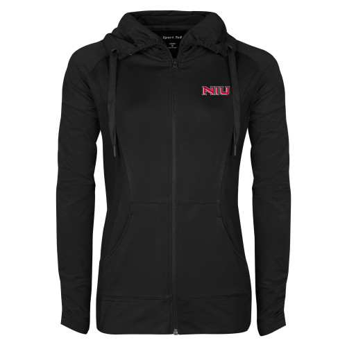  Womens Black Sport Wick Stretch Full Zip Jacket - NIU - Primary Wordmark