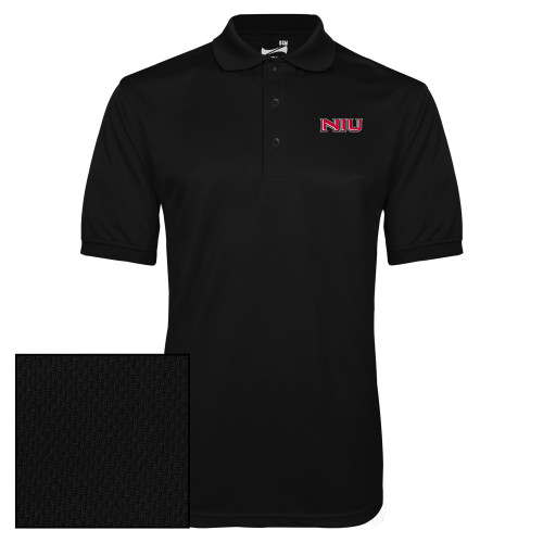  Black Dry Mesh Polo - NIU - Primary Wordmark