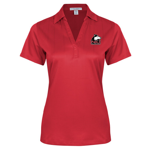  Womens Red Performance Fine Jacquard Polo - NIU Huskies - Primary Mark