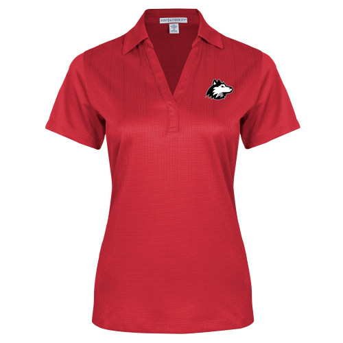  Womens Red Performance Fine Jacquard Polo - NIU Huskie Head