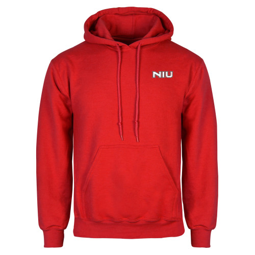  Red Fleece Hoodie - NIU - Primary Wordmark