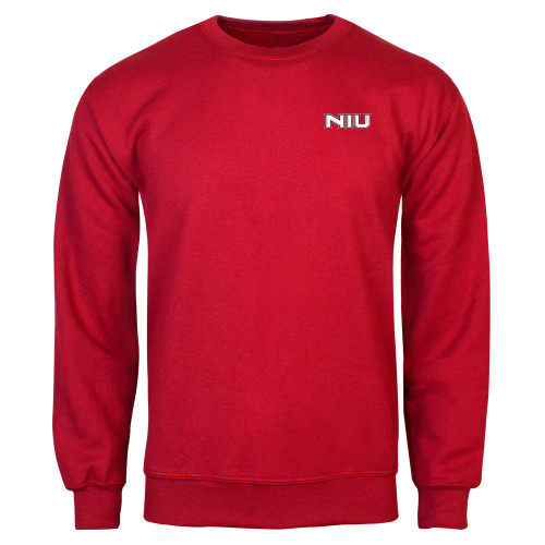  Red Fleece Crew - NIU - Primary Wordmark