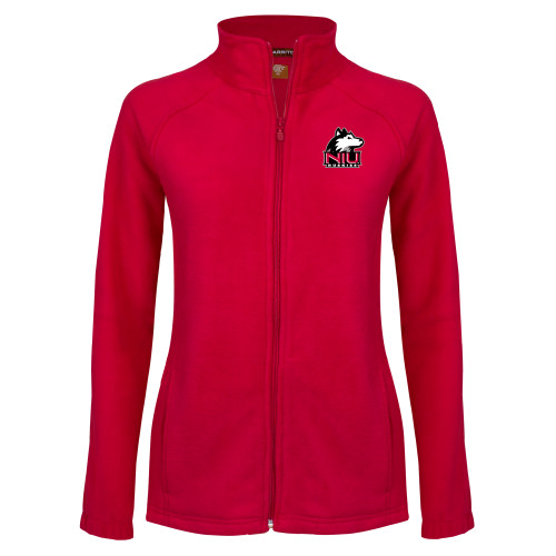  Womens Red Fleece Full Zip Jacket - NIU Huskies - Primary Mark