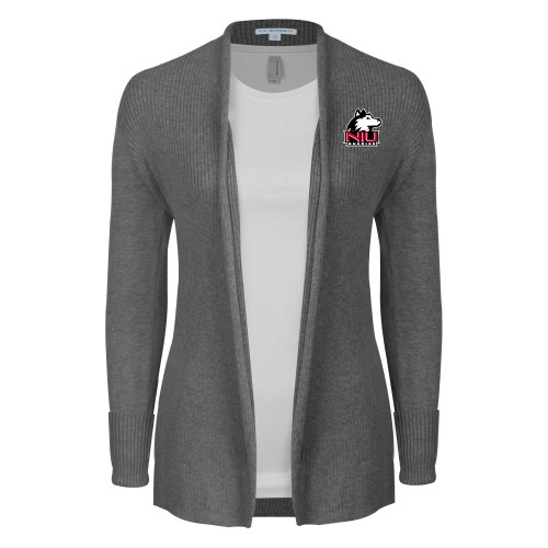  Womens Heather Grey Open Front Cardigan Sweater  - NIU Huskies - Primary Mark