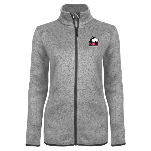  Womens Grey Heather Fleece Jacket - NIU Huskies - Primary Mark