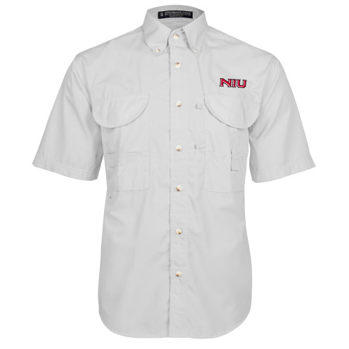  White Fishing Shirt Performance Short Sleeve - NIU - Primary Wordmark