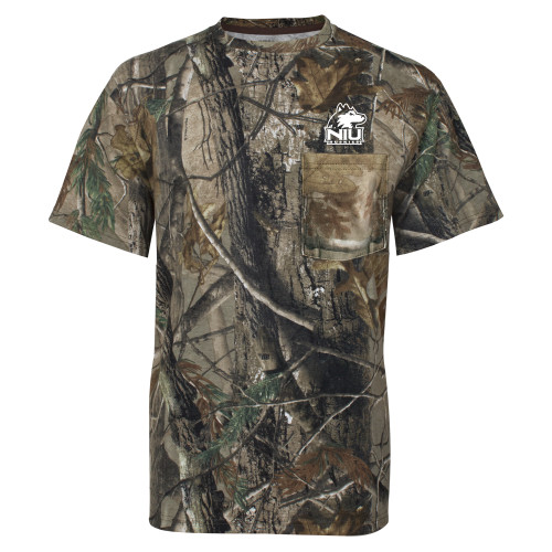  Russell Outdoors Realtree Camo T Shirt w/Pocket - NIU Huskies - Primary Mark