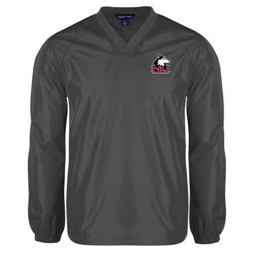  Charcoal V Neck Raglan Windshirt - NIU Huskies - Primary Mark