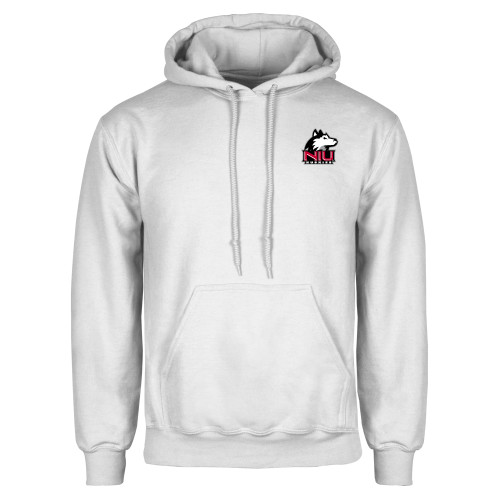  White Fleece Hoodie - NIU Huskies - Primary Mark