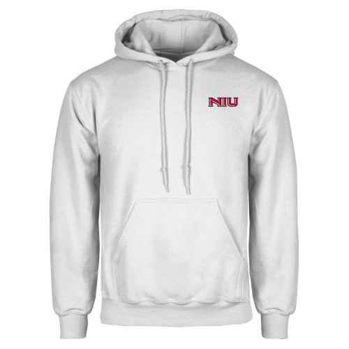  White Fleece Hoodie - NIU - Primary Wordmark