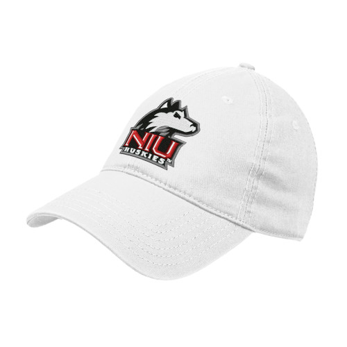  White Unstructured Adjustable Low Profile Hat - NIU Huskies - Primary Mark