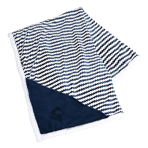  Field & Co Luxurious Navy Chevron Striped Sherpa Blanket - NIU Huskies - Primary Mark