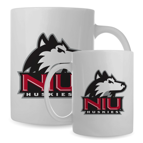  Full Color White Mug 15oz - NIU Huskies - Primary Mark