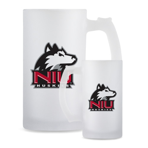  Full Color Decorative Frosted Glass Mug 16oz - NIU Huskies - Primary Mark