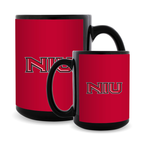  Full Color Black Mug 15oz - NIU - Primary Wordmark