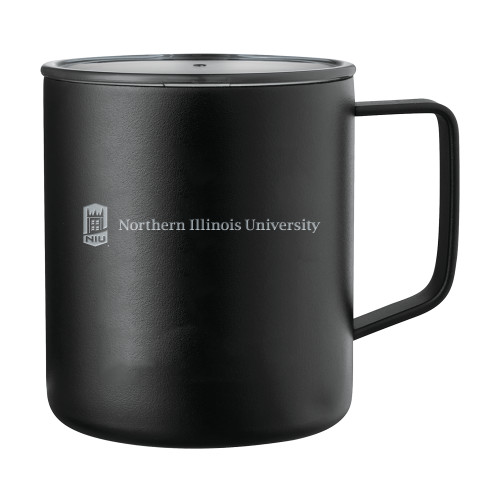  Rover Camp Vacuum Insulated Black Mug 14oz - NIU University Wordmark Flat Engraved