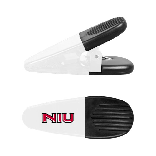  White Crocodile Clip/Magnet - NIU - Primary Wordmark