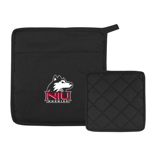  Quilted Canvas Black Pot Holder - NIU Huskies - Primary Mark