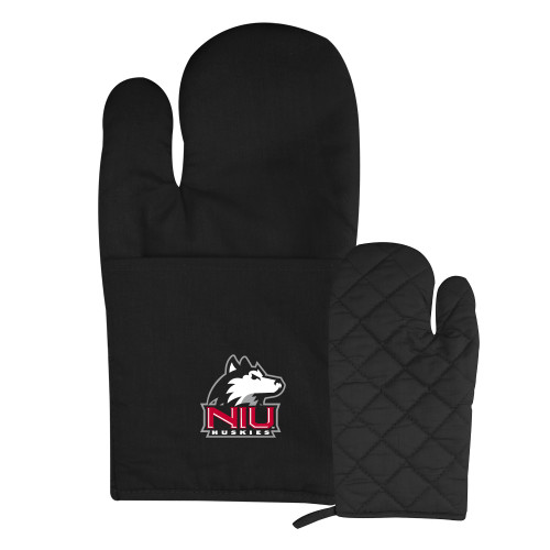  Quilted Canvas Black Oven Mitt - NIU Huskies - Primary Mark