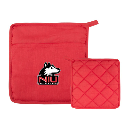  Quilted Canvas Red Pot Holder - NIU Huskies - Primary Mark