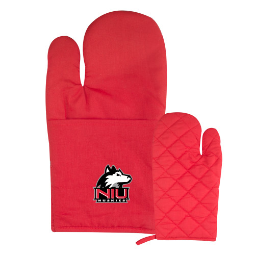  Quilted Canvas Red Oven Mitt - NIU Huskies - Primary Mark