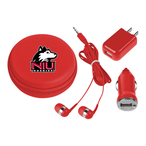  3 in 1 Red Audio Travel Kit - NIU Huskies - Primary Mark