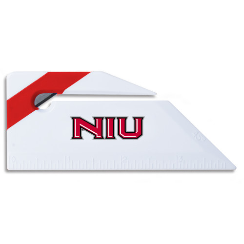  Angled Red Stripe Letter Opener - NIU - Primary Wordmark