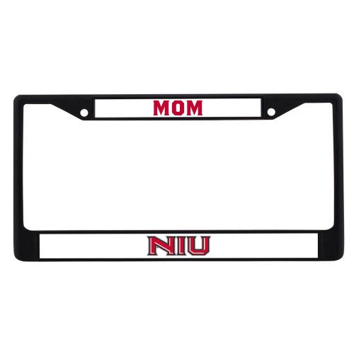  Mom Metal License Plate Frame in Black - NIU - Primary Wordmark