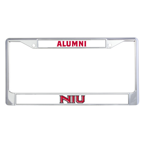  Alumni Metal License Plate Frame in Chrome - NIU - Primary Wordmark