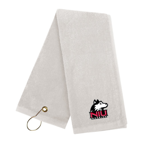  White Golf Towel - NIU Huskies - Primary Mark