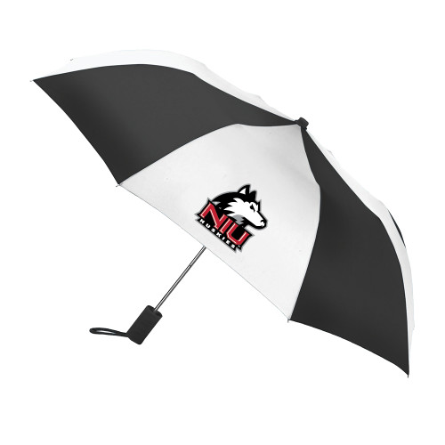  42 Inch Slim Stick Black/White Umbrella - NIU Huskies - Primary Mark